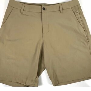 Lululemon Mens Commission Short 7" Khaki Stretch Golf Casual Size 36